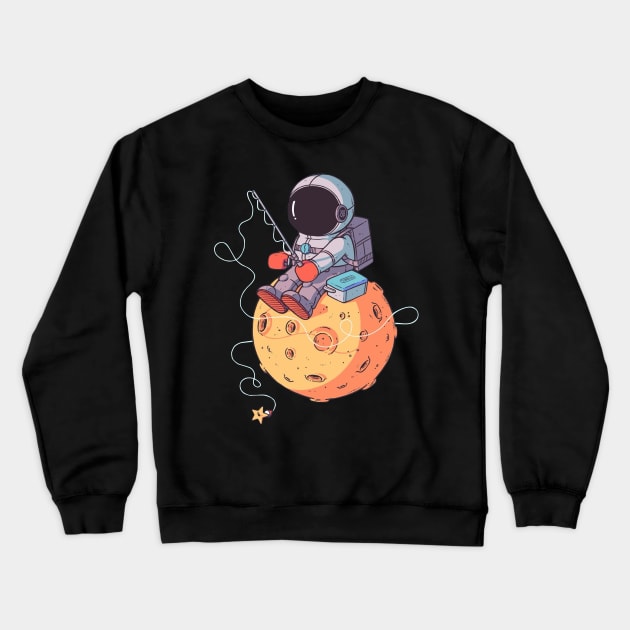 Astronaut fishing on the moon Crewneck Sweatshirt by euror-design